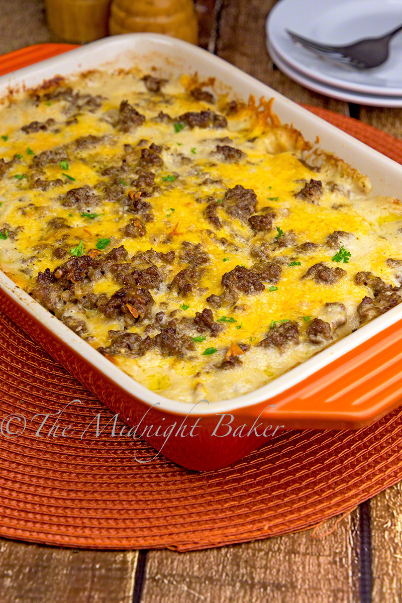 Casserole With Ground Beef
 Cheesy Beef & Potatoes Casserole The Midnight Baker