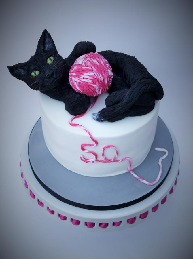 Cat Birthday Cake
 black cat 50th birthday cake cake by The sugar cloud