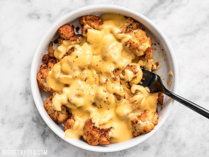 Cauliflower Cheese Sauce
 Spicy Roasted Cauliflower with Cheese Sauce Bud Bytes