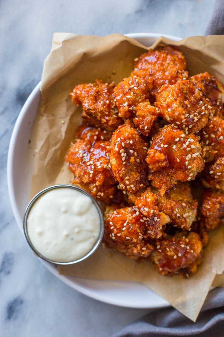 Cauliflower Chicken Wings
 Sticky Honey Sriracha Cauliflower "Wings" Baked or Fried