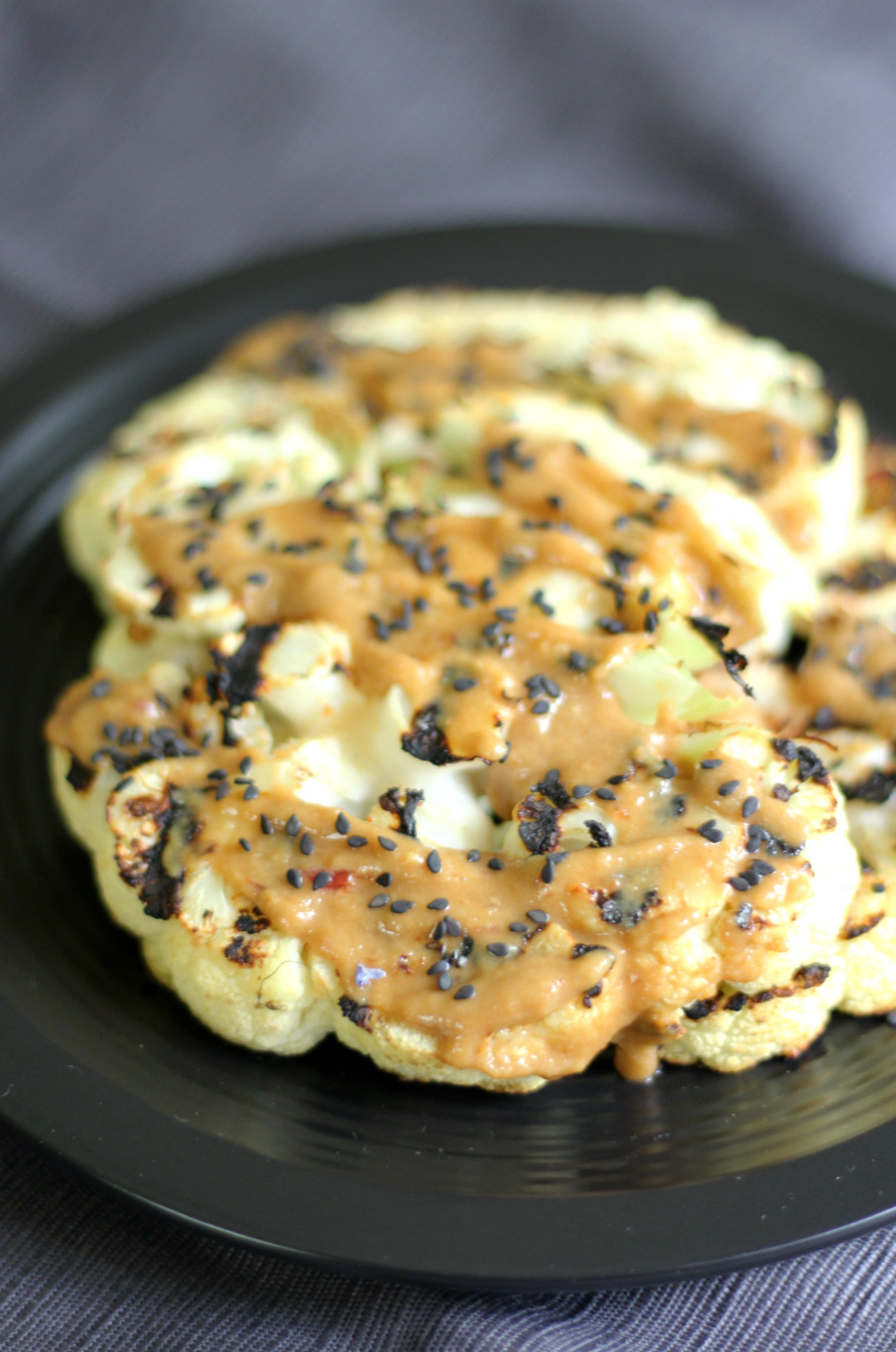 Cauliflower On The Grill
 Grilled Ginger Cauliflower Steaks with Tahini Sauce