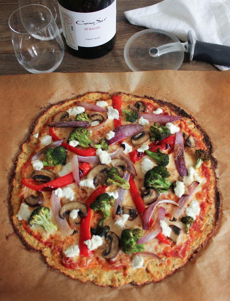 Cauliflower Pizza Crust No Cheese
 Cauliflower Pizza Crust with Roasted Ve ables and Goat