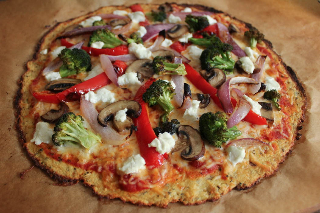 Cauliflower Pizza Crust No Cheese
 Cauliflower Pizza Crust with Roasted Ve ables and Goat