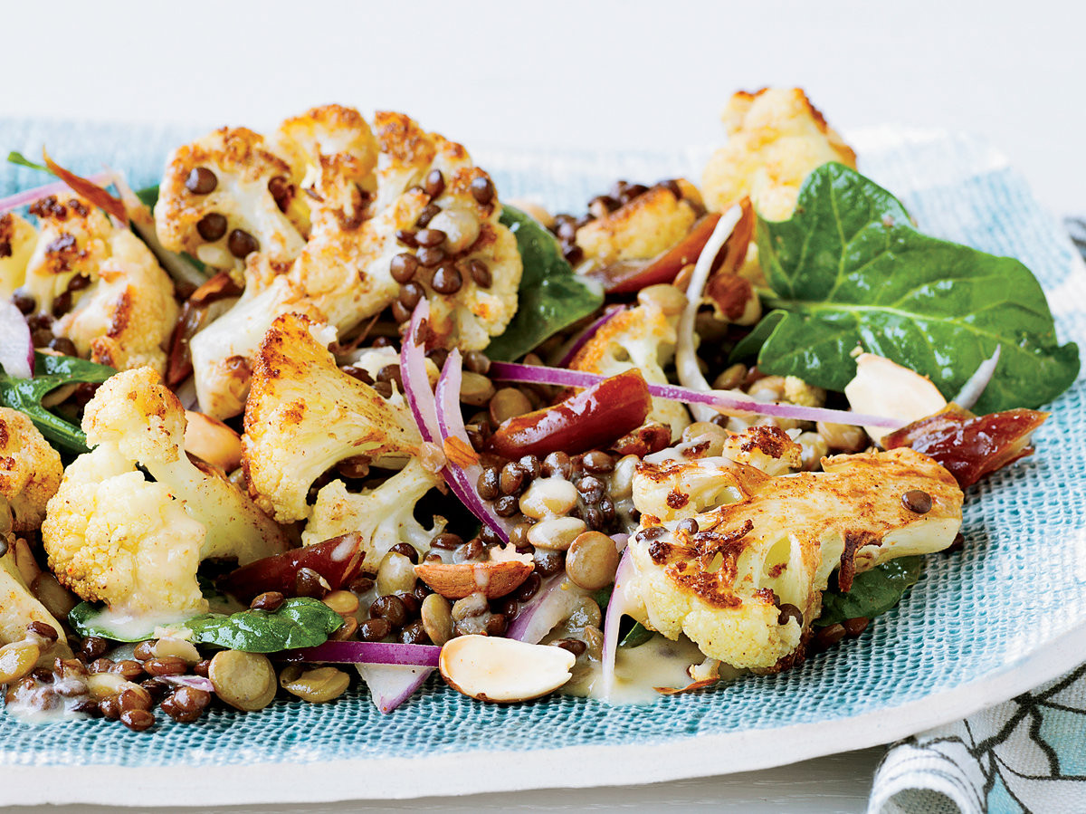 Cauliflower Salad Recipes
 Roasted Cauliflower Salad with Lentils and Dates Recipe