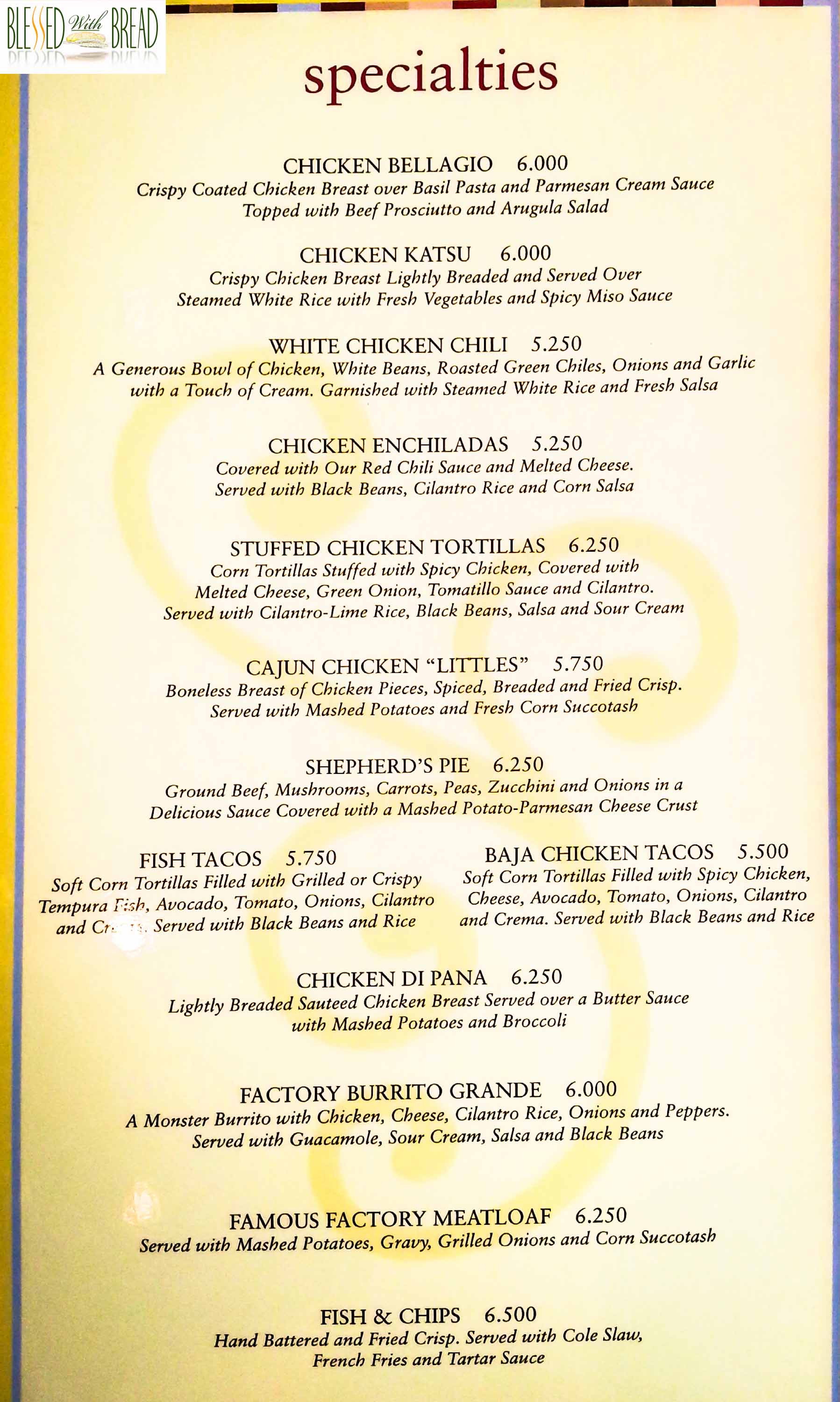 Cheese Cake Factory Menu
 Cheesecake Factory Kuwait Menu Card