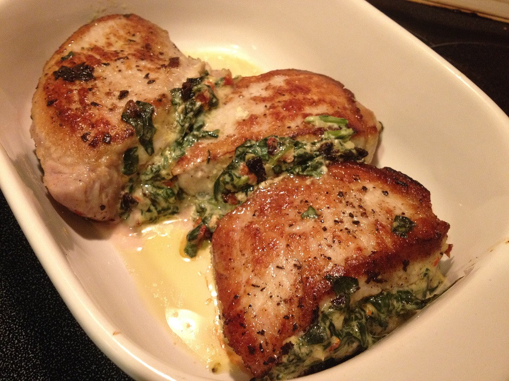 Cheese Stuffed Pork Chops
 stuffed pork chops with spinach and cheese