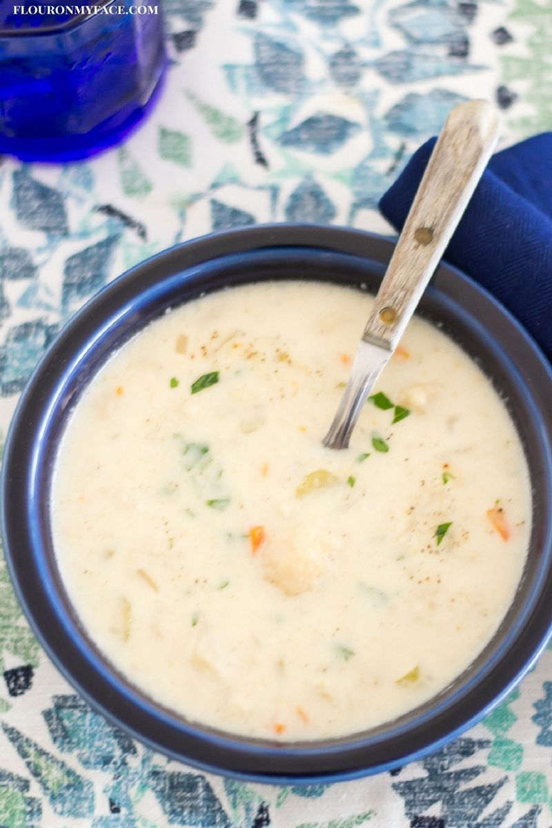 Cheesy Cauliflower Soup
 Crock Pot Cheesy Cauliflower Soup Flour My Face