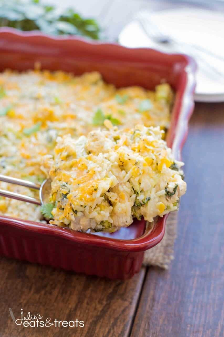 Cheesy Chicken And Rice Casserole
 Ve able and Cheesy Chicken Rice Casserole Recipe Julie