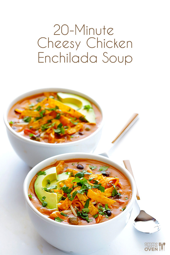 Cheesy Chicken Enchilada Soup
 20 Minute Cheesy Chicken Enchilada Soup