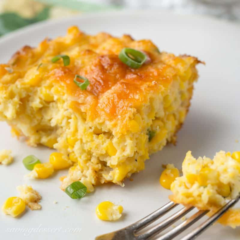 Cheesy Corn Casserole
 Cheesy Corn Casserole with Jalapeños Saving Room for Dessert