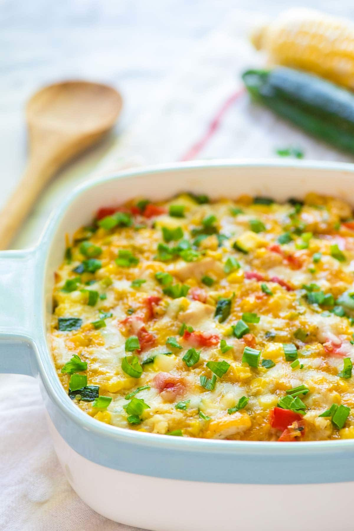 Cheesy Corn Casserole
 Cheesy Quinoa Casserole with Corn and Chicken