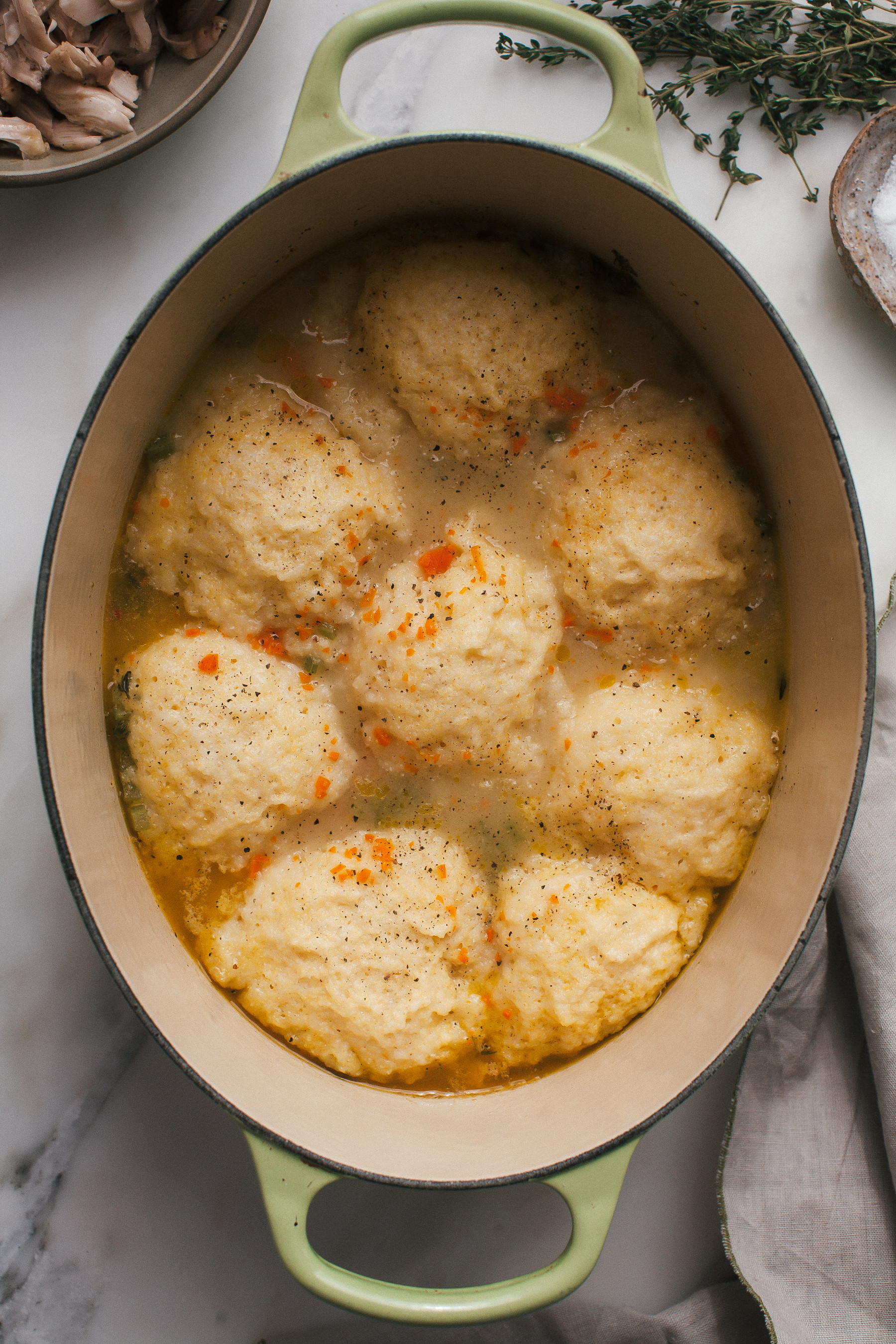 Chicken &amp; Dumplings
 Cornbread Chicken Dumplings – A Cozy Kitchen