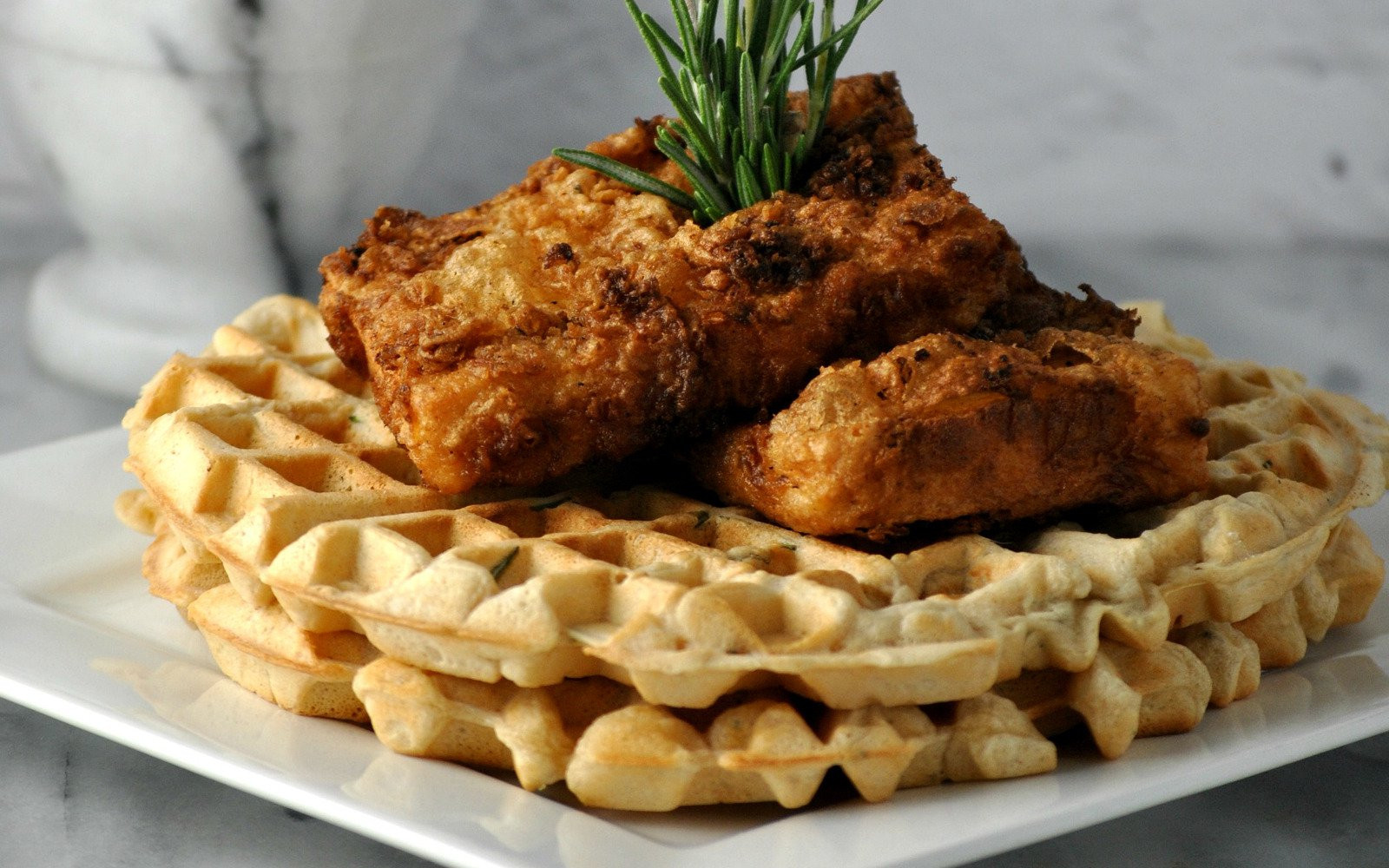 Chicken &amp; Waffles
 Chicken and Waffles [Vegan]