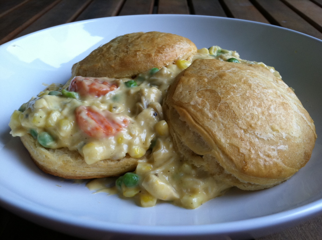 Chicken And Biscuit Recipe
 A Taste of Home Cooking Biscuits over Creamed Chicken