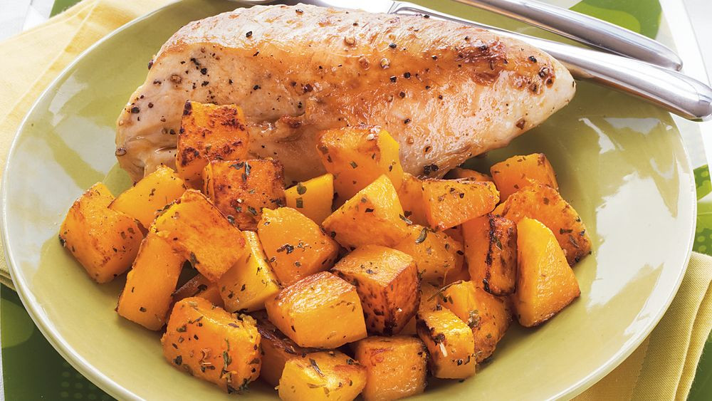 Chicken And Butternut Squash
 Roasted Chicken and Butternut Squash recipe from Pillsbury