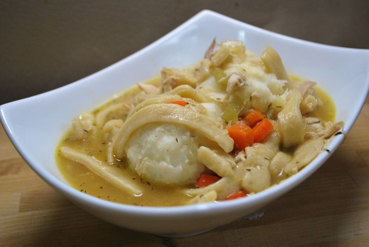 Chicken And Noodles Over Mashed Potatoes
 Chicken N Noodles over Mashed Potatoes SavoryReviews