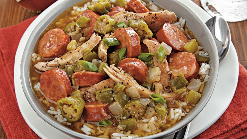 Chicken And Sausage Gumbo
 Slow Cooker Chicken and Sausage Gumbo Recipe