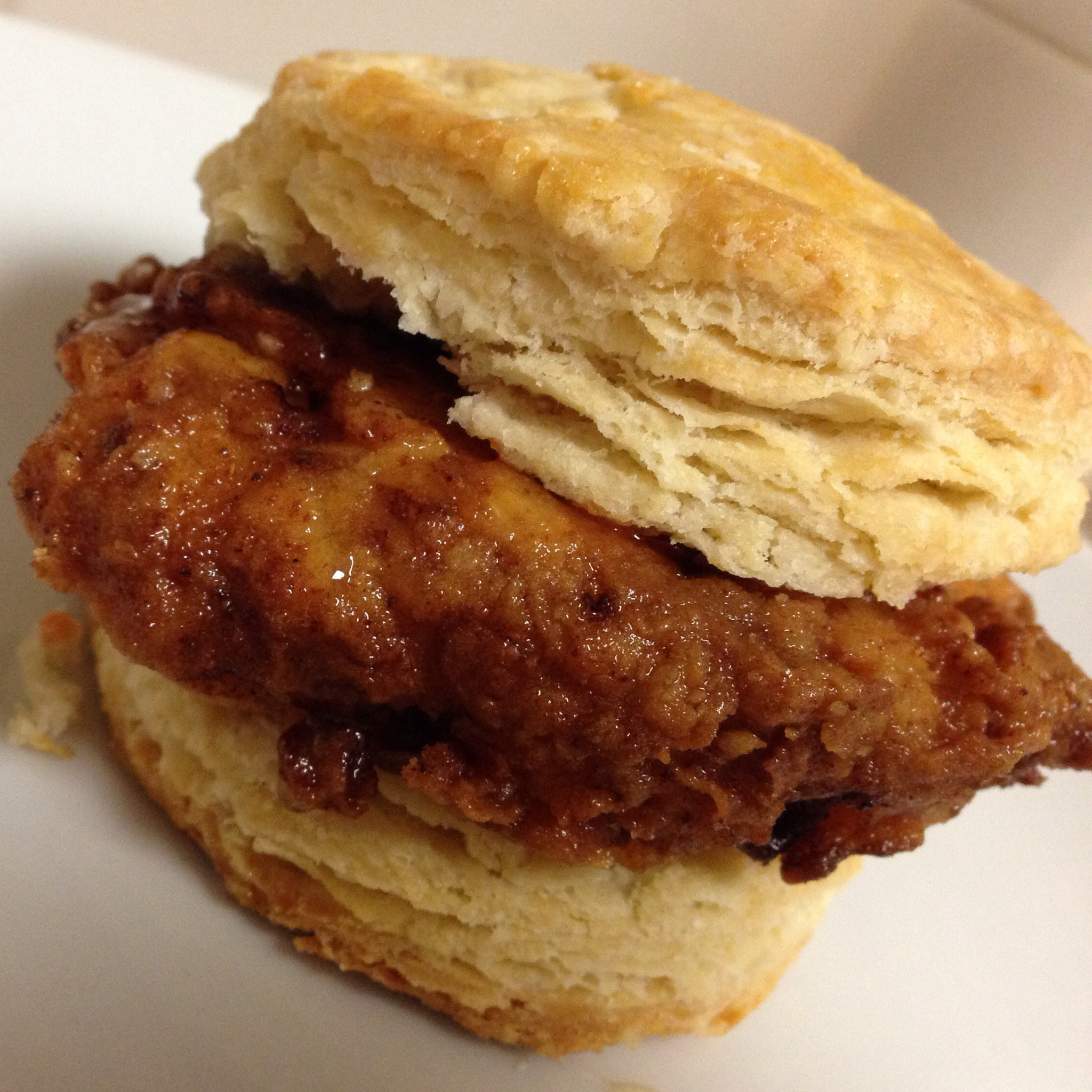 Chicken Biscuit Crackers
 Buttermilk Fried Chicken Biscuits with Honey and Hot Sauce