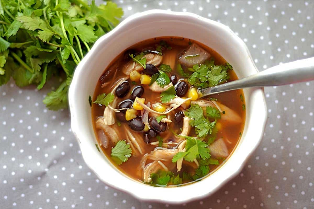 Chicken Black Bean Soup
 BBQ Chicken and Black Bean Soup Wholesomelicious