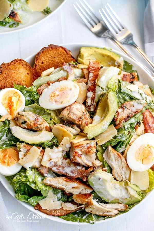 Chicken Caesar Salad Calories
 Skinny Chicken and Avocado Caesar Salad