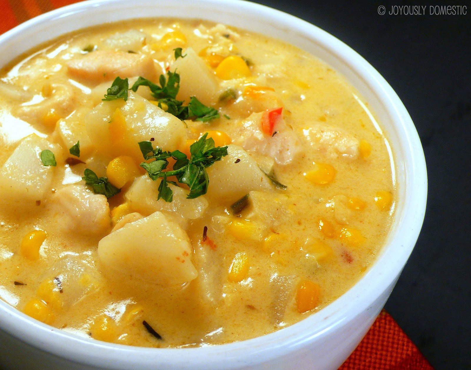 Chicken Corn Chowder
 Joyously Domestic Chipotle Chicken and Corn Chowder