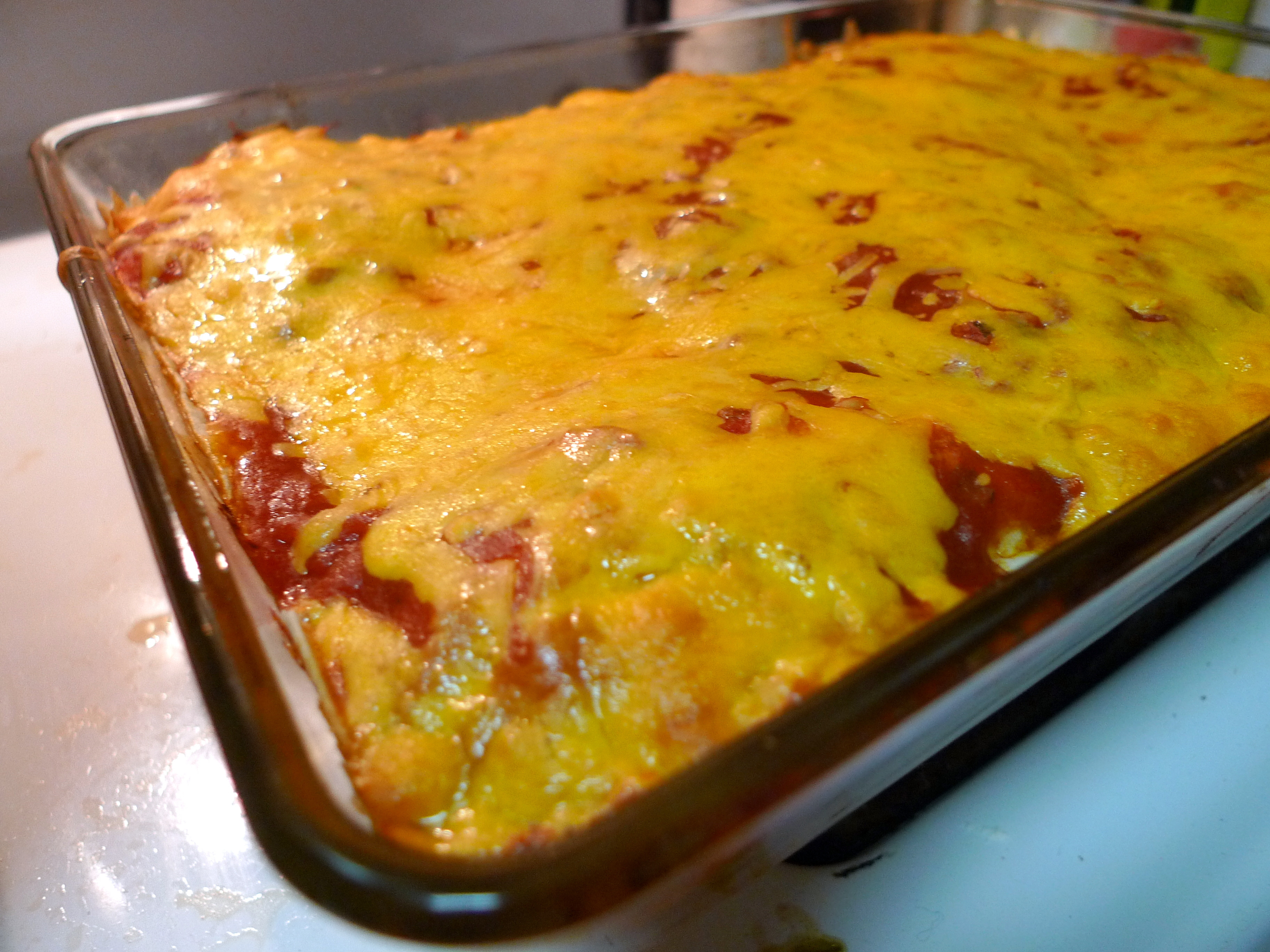 Chicken Enchilada Casserole
 Layered Chicken Enchilada Casserole