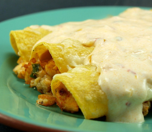 Chicken Enchiladas With Sour Cream Sauce
 Chicken Enchiladas with Chipotle Sour Cream Sauce Evil