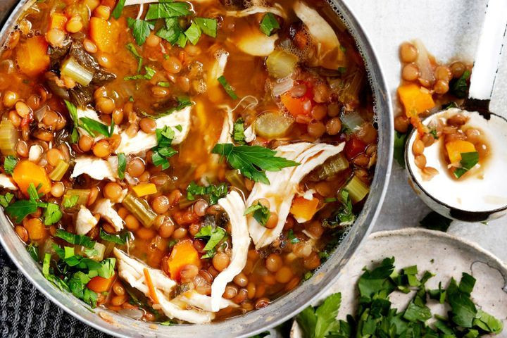 Chicken Lentil Soup
 Chicken and lentil soup