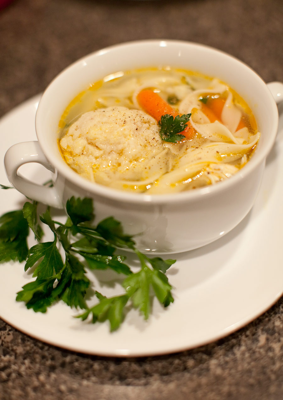 Chicken Matzo Ball Soup
 4187 AMUSE BOUCHE SOUP SERIES Chicken noodle soup with