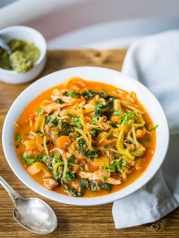 Chicken Minestrone Soup
 Chicken Minestrone Soup with Zucchini Noodles