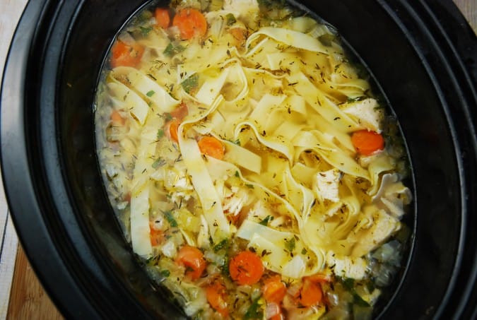 Chicken Noodle Soup Crock Pot
 Crock Pot Chicken Noodle Soup Recipe 4 Points LaaLoosh