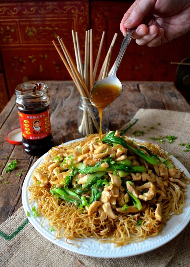 Chicken Pan Fried Noodles
 Chicken Pan Fried Noodles Gai See Chow Mein The Woks