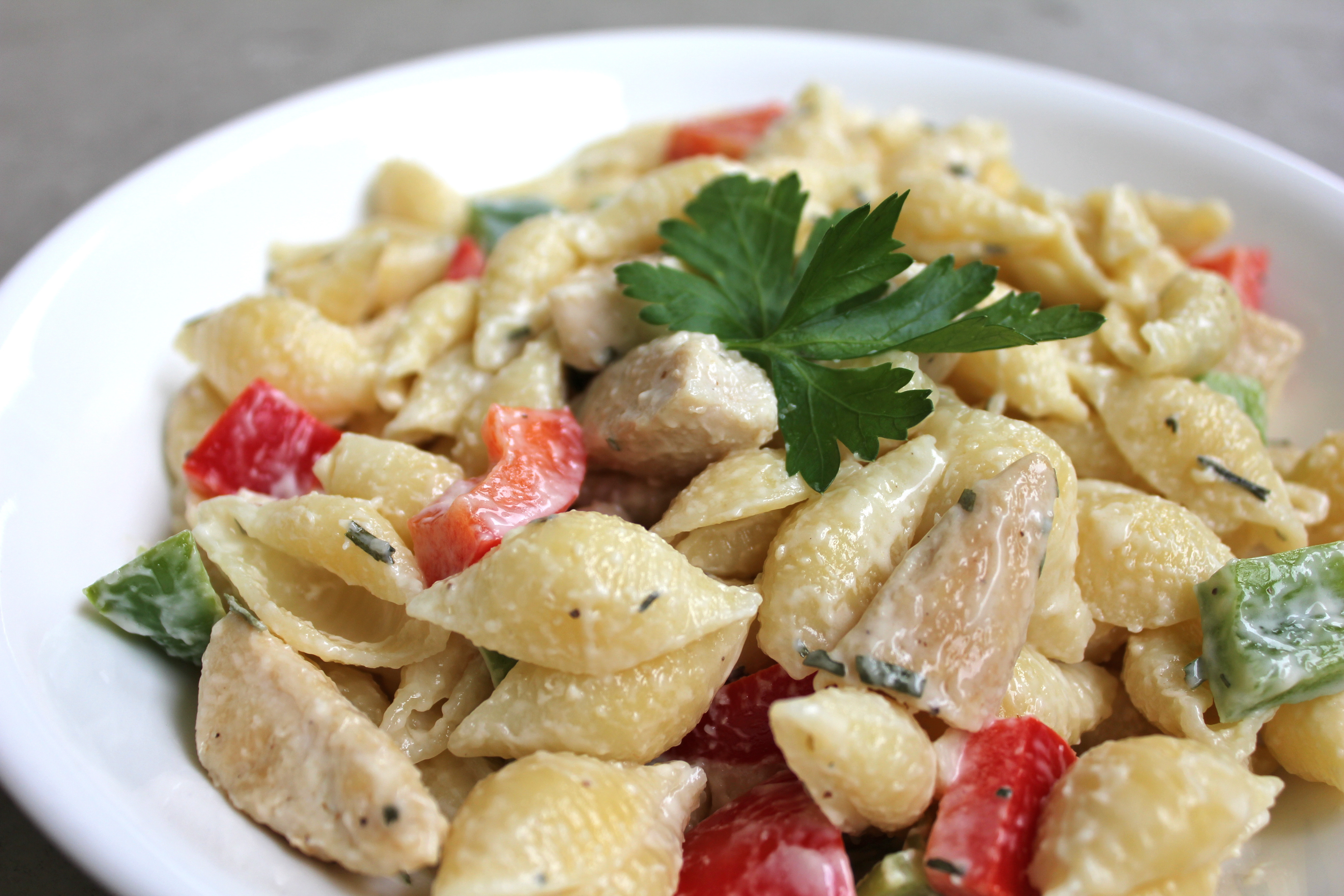 Chicken Pasta Salad
 Strange Brew Chicken and pasta salad with creamy