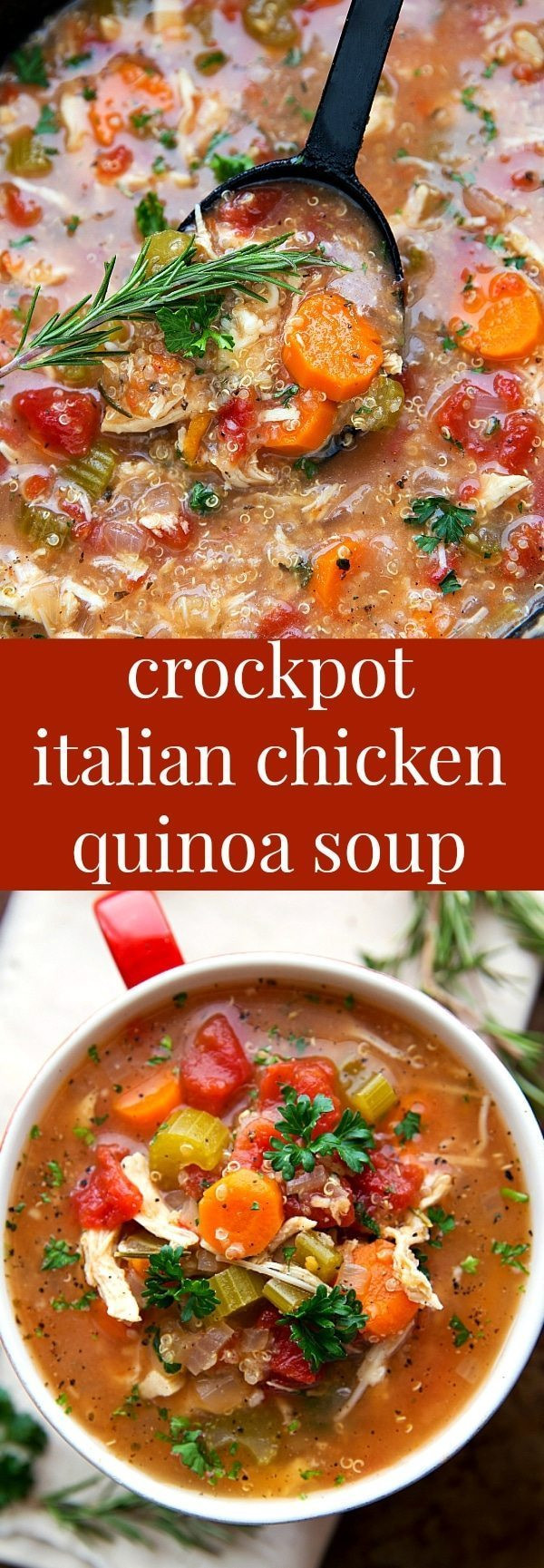 Chicken Quinoa Soup
 Crockpot Italian Chicken Quinoa and Ve able Soup