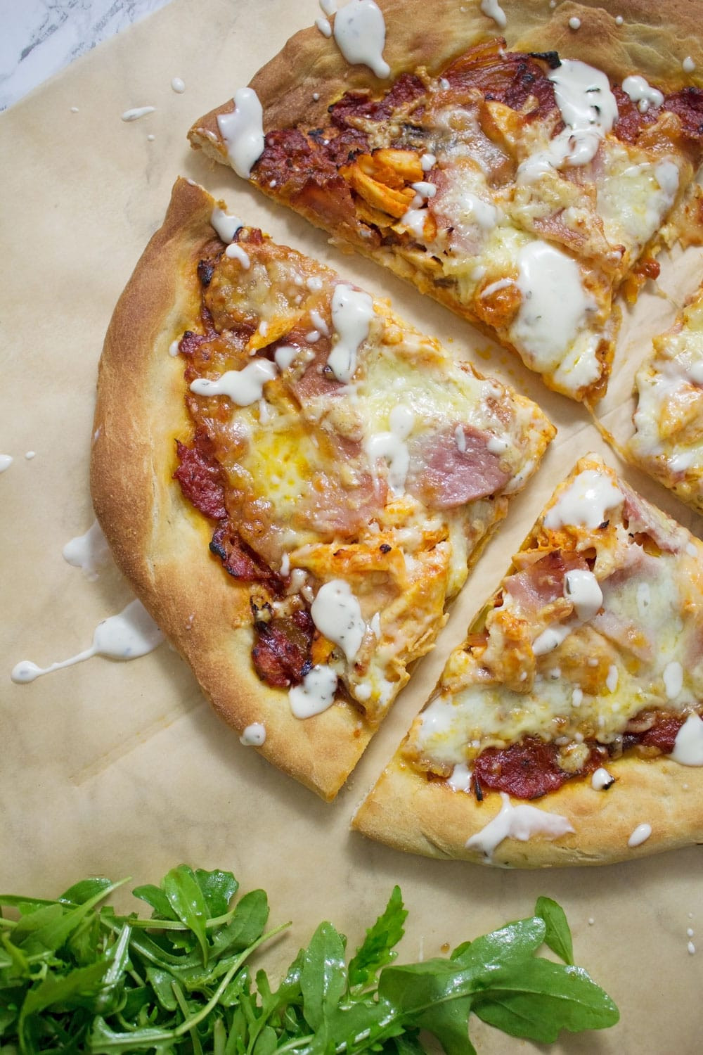 Chicken Ranch Pizza
 Sriracha Chicken Bacon Ranch Pizza • The Cook Report