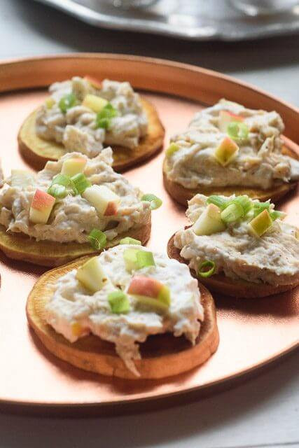 Chicken Salad Appetizer
 Garlicky Chicken Salad Sweet Potato Bites