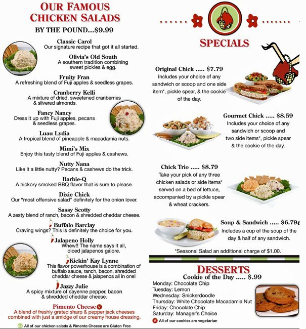 Chicken Salad Chick Menu
 Chicken Salad Chick Menu Menu for Chicken Salad Chick