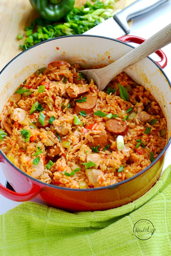 Chicken Sausage Jambalya
 Chicken and Sausage Jambalaya e Pot A Pinch of Healthy