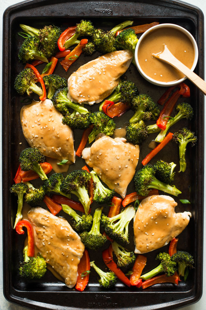 Chicken Sheet Pan Dinner
 Chicken Sheet Pan Dinner with Peanut Sauce