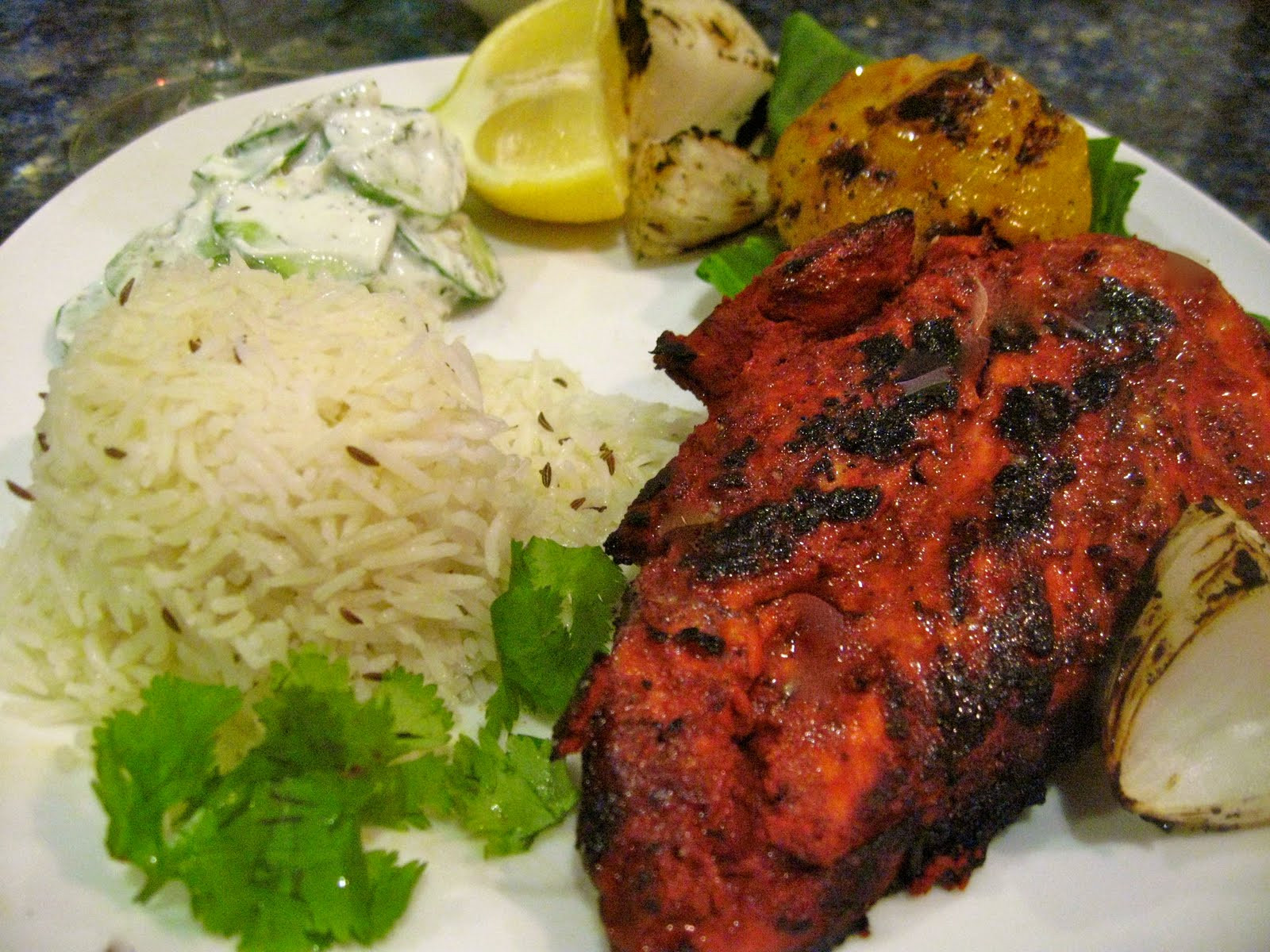 Chicken Side Dishes
 Classic Spicy Tandoori Chicken and side dishes