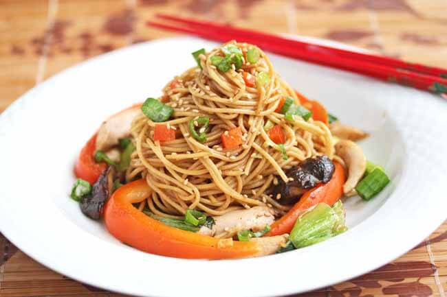 Chicken Stir-Fry With Noodles
 Stir Fry Noodles with Chicken Shitake Mushrooms and