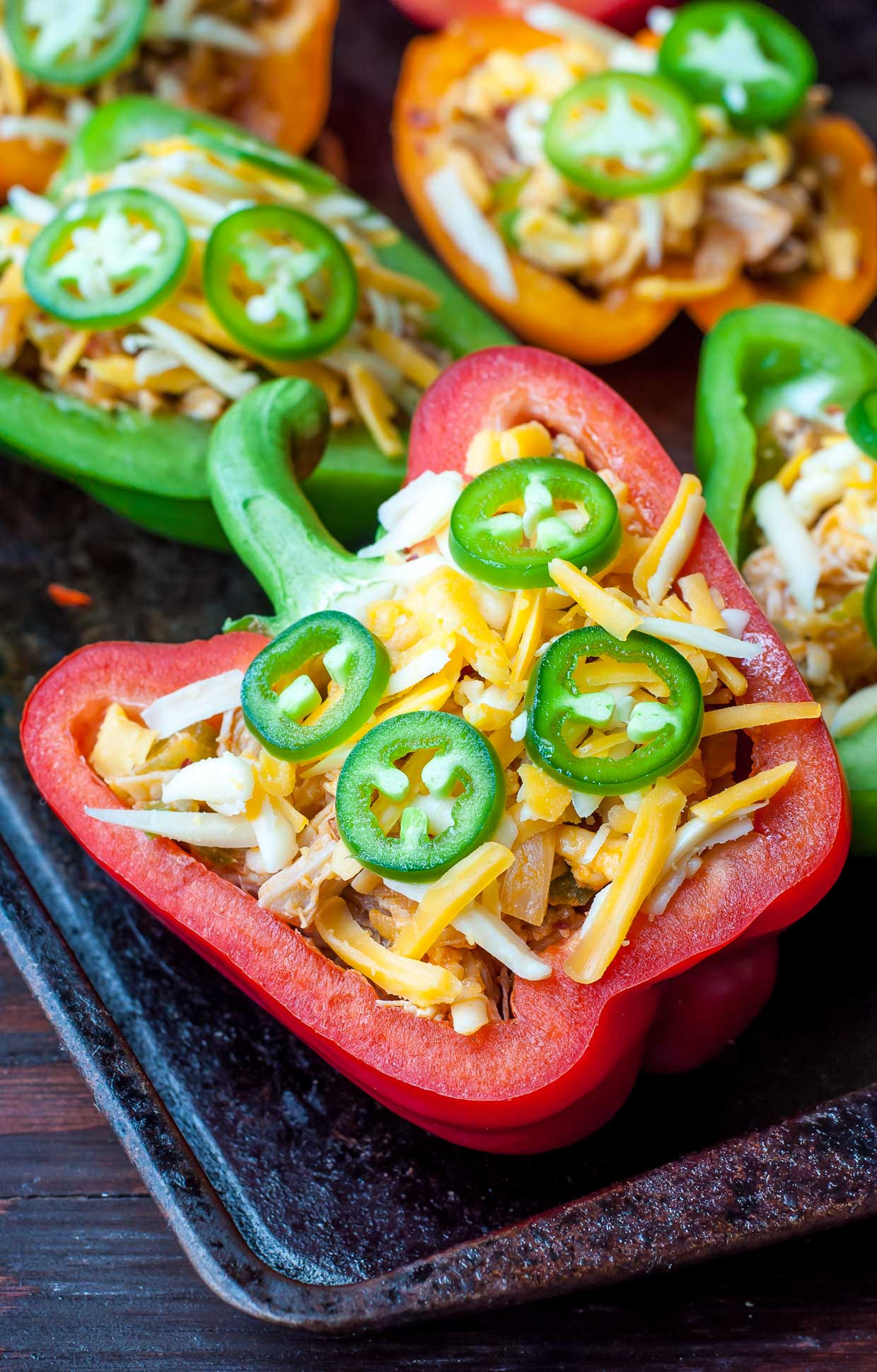 Chicken Stuffed Bell Peppers
 Cheesy Buffalo Chicken and Veggie Stuffed Peppers Peas