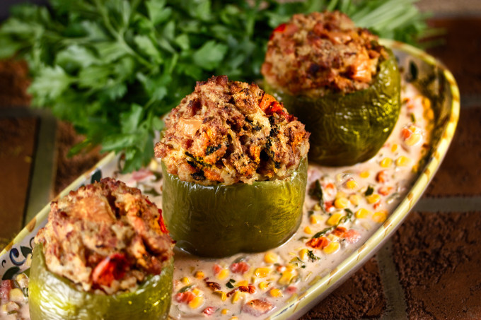 Chicken Stuffed Bell Peppers
 Chicken Stuffed Bell Peppers features ground chicken