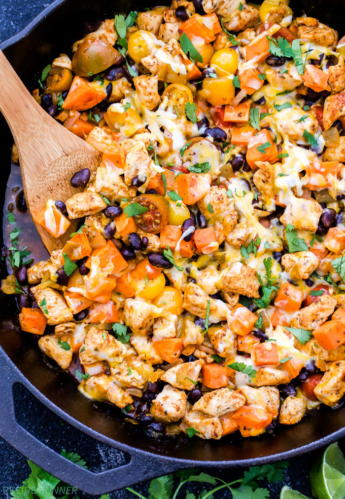 Chicken Sweet Potato
 Mexican Chicken Sweet Potato and Black Bean Skillet