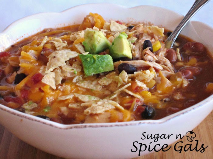 Chicken Taco Soup
 Slow Cooker Chicken Taco Soup Sugar n Spice Gals