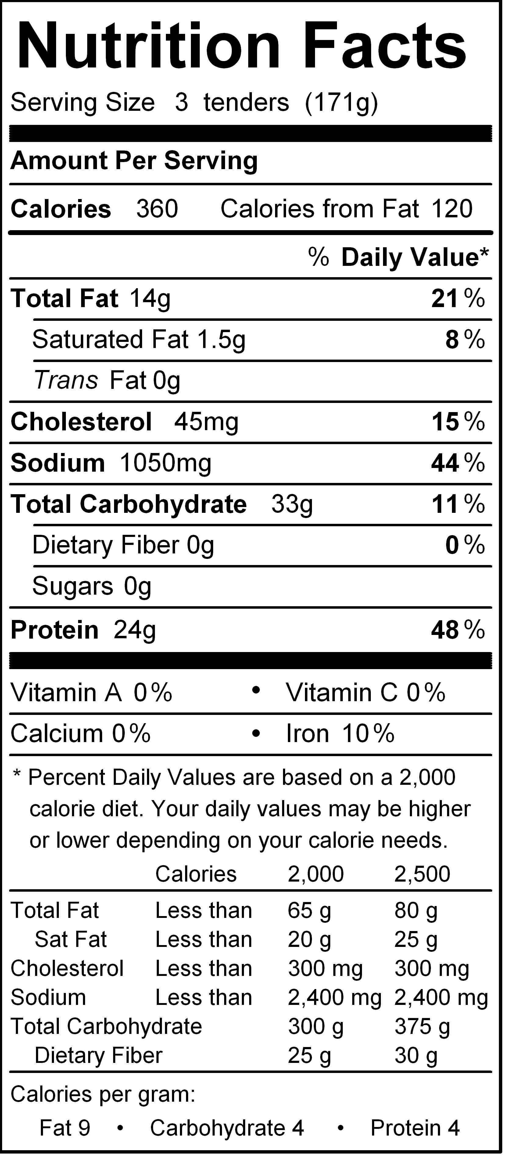 Chicken Tenders Nutrition
 Gourmet Chicken Tenders