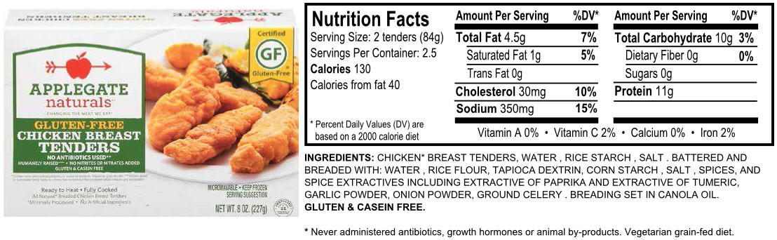 Chicken Tenders Nutrition
 CHICKEN AND TURKEY PRODUCTS