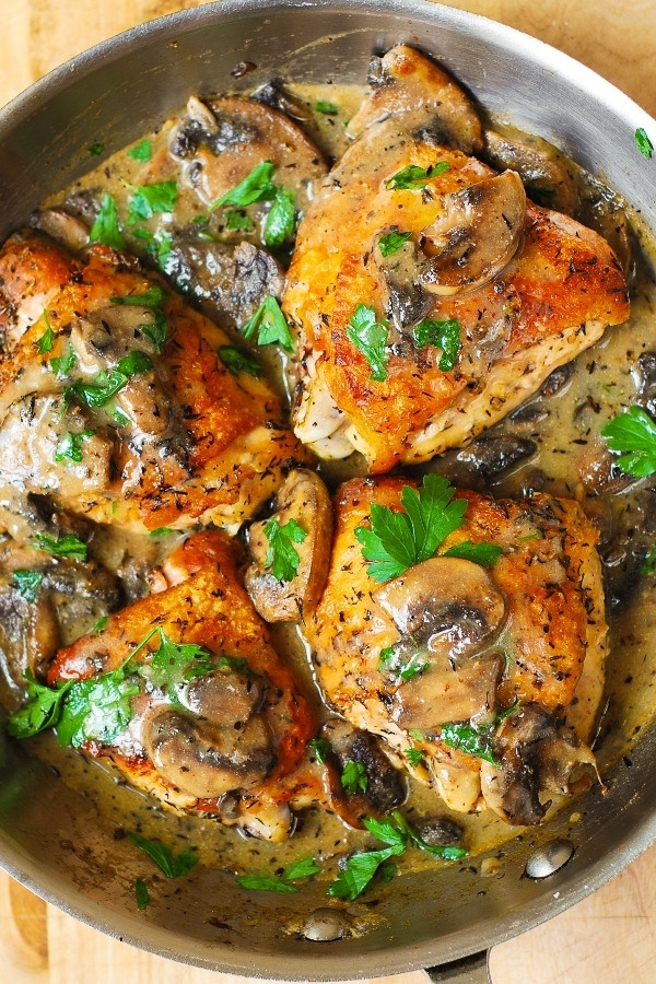 Chicken Thighs And Mushrooms
 Chicken Thighs with Creamy Mushroom Sauce YupFoo