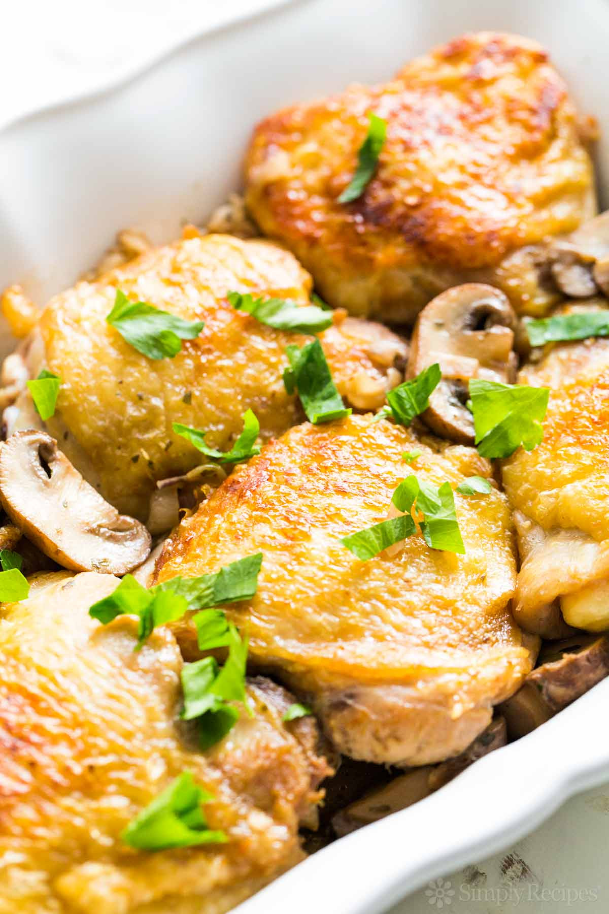 Chicken Thighs And Mushrooms
 Chicken Thighs with Mushrooms and Shallots Recipe