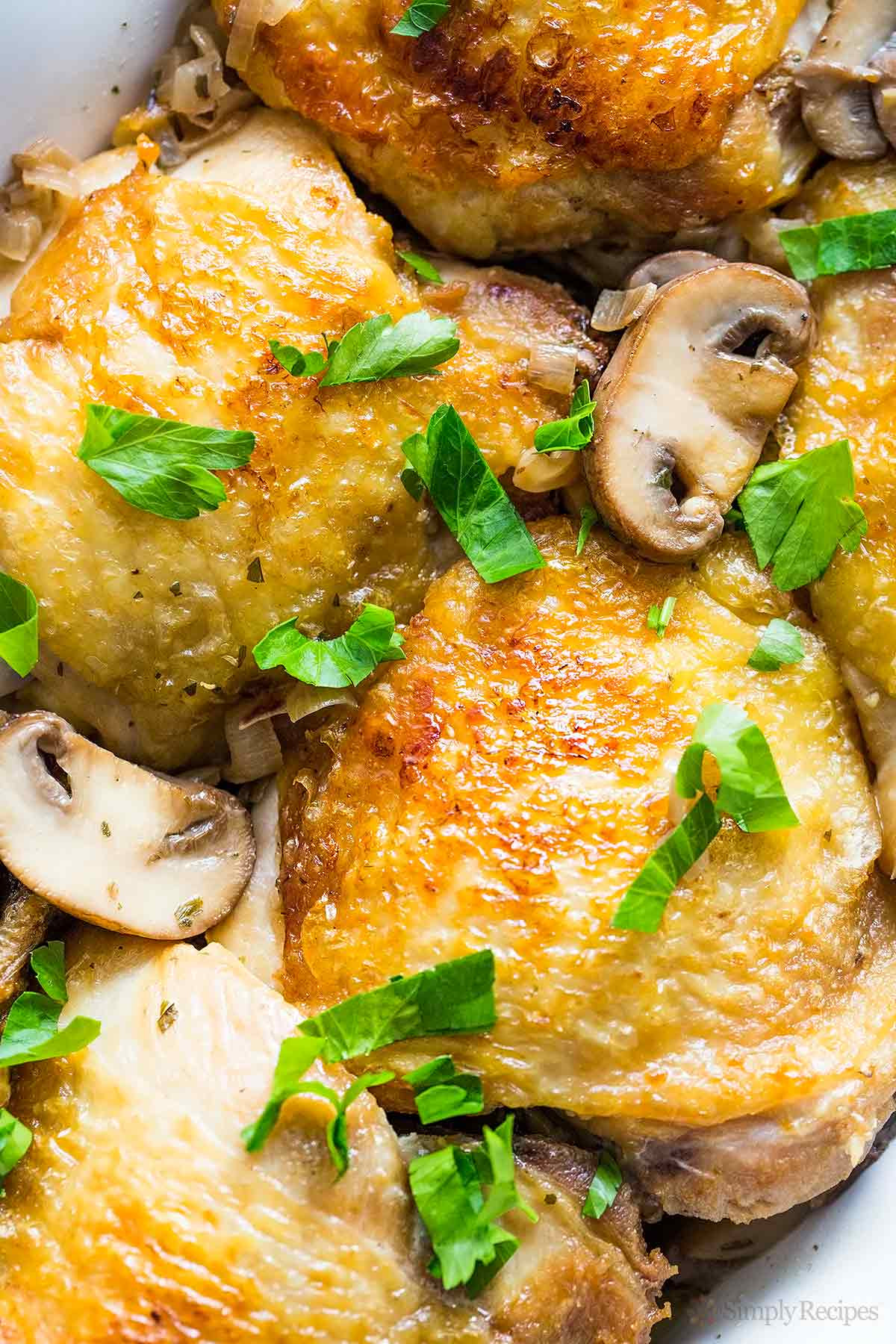 Chicken Thighs And Mushrooms
 Chicken Thighs with Mushrooms and Shallots Recipe